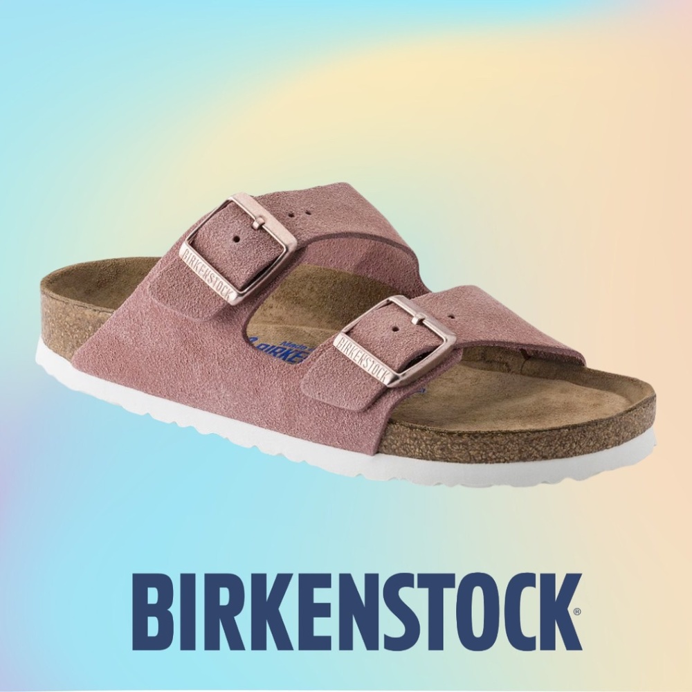 Arizona Suede Birkenstock Sandals in Rose EU 38- soft footbed.